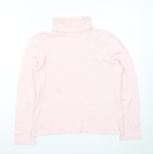 St. John's Bay Women's Pink Roll Neck Long Sleeve Cotton Top M