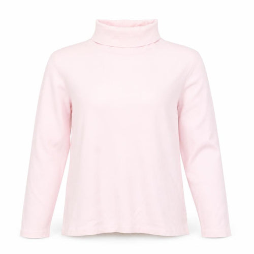 St. John's Bay Women's Pink Roll Neck Long Sleeve Cotton Top M