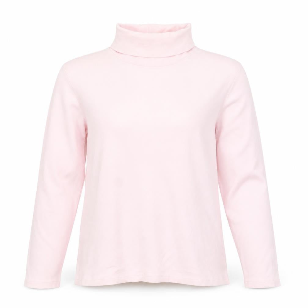 St. John's Bay Women's Pink Roll Neck Long Sleeve Cotton Top M