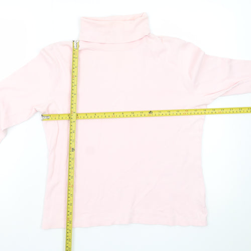 St. John's Bay Women's Pink Roll Neck Long Sleeve Cotton Top M