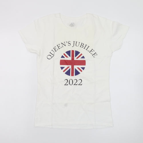 Gildan Women's White Queen's Jubilee 2022 Cotton T-Shirt Size S