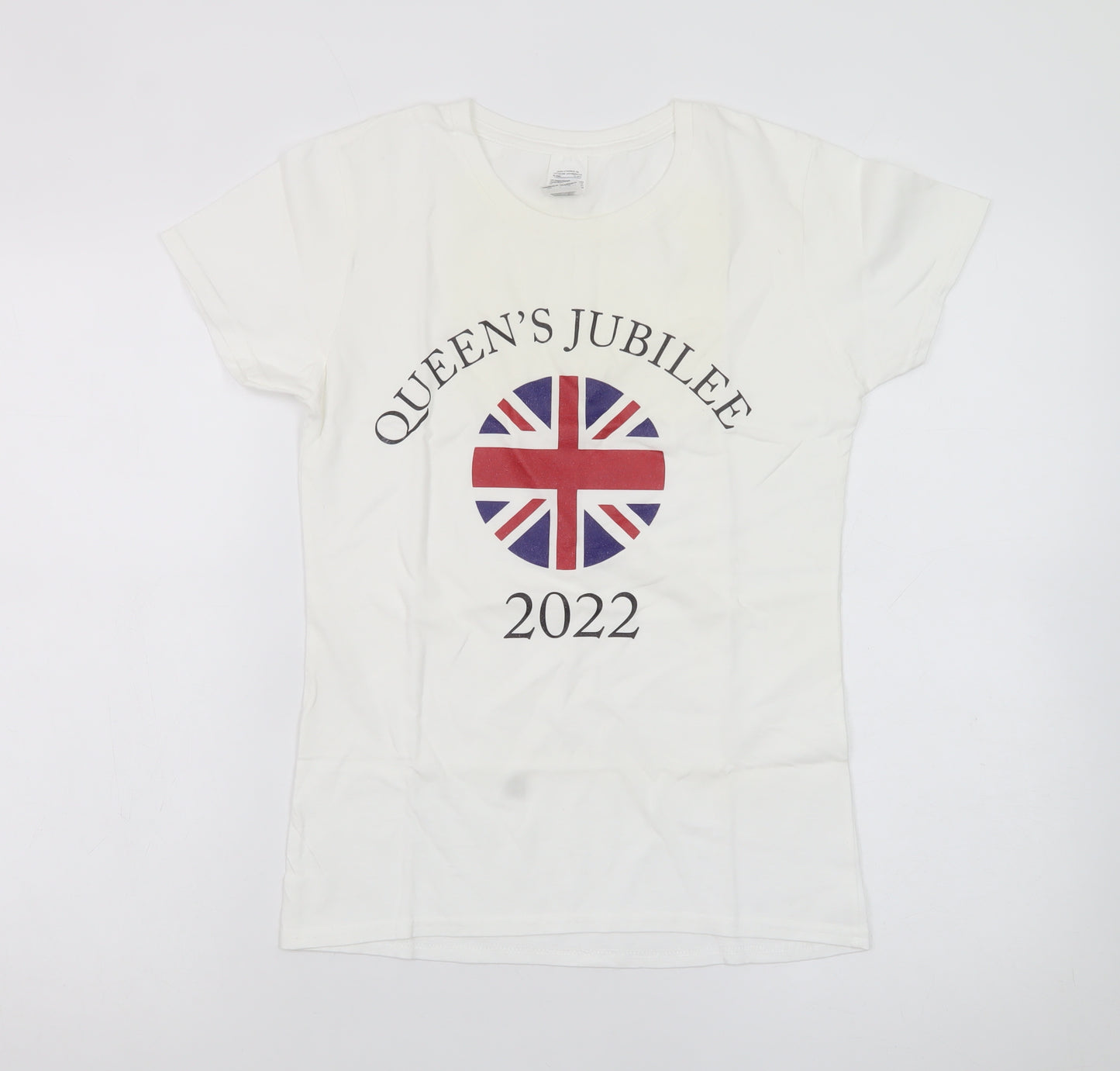 Gildan Women's White Queen's Jubilee 2022 Cotton T-Shirt Size S