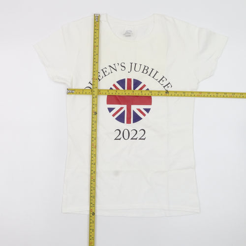 Gildan Women's White Queen's Jubilee 2022 Cotton T-Shirt Size S