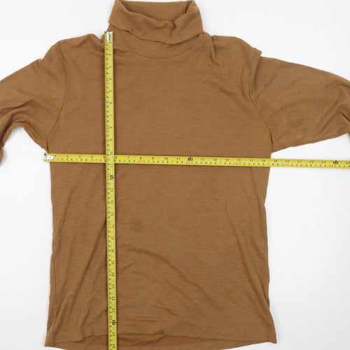 Uniqlo Men's Brown Roll Neck Long Sleeve Jersey T-Shirt Size M
