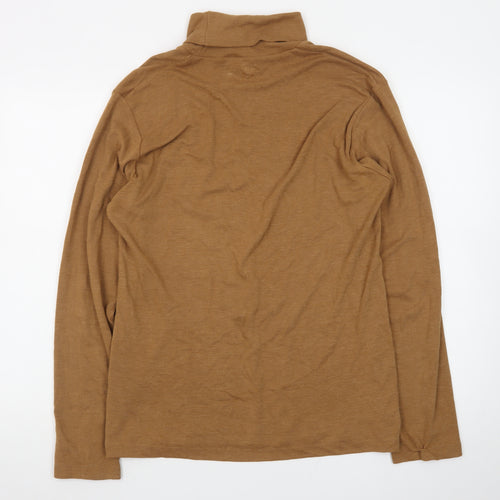 Uniqlo Men's Brown Roll Neck Long Sleeve Jersey T-Shirt Size M