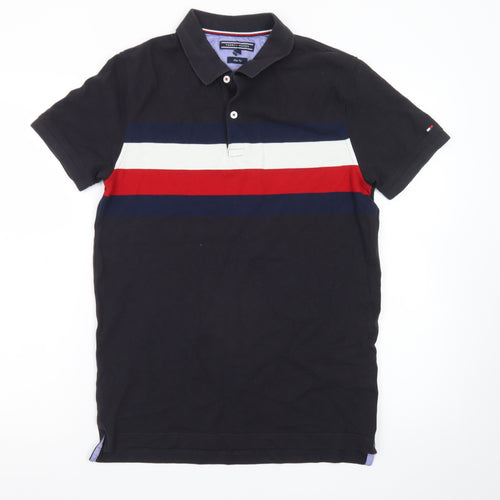 Tommy Hilfiger Men's Black Slim Fit Colourblock Polo Shirt M