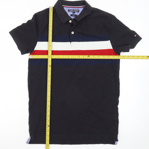 Tommy Hilfiger Men's Black Slim Fit Colourblock Polo Shirt M