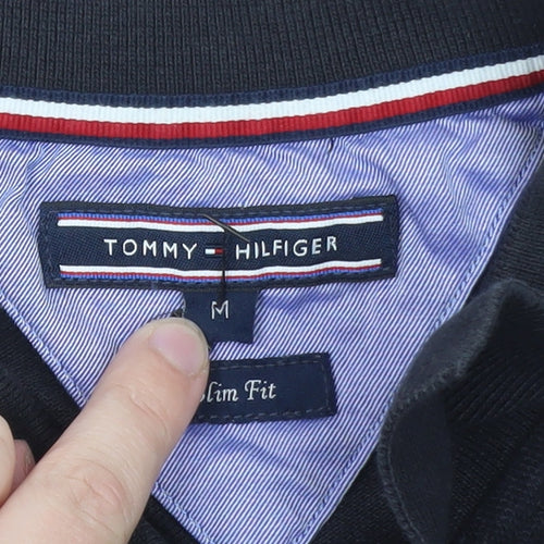 Tommy Hilfiger Men's Black Slim Fit Colourblock Polo Shirt M