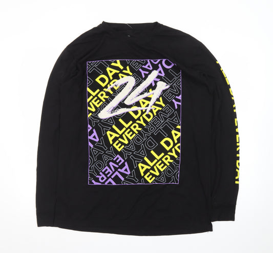 Launder Men's Black Long Sleeve Graphic T-Shirt Size L