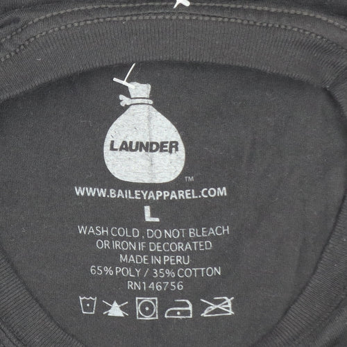 Launder Men's Black Long Sleeve Graphic T-Shirt Size L