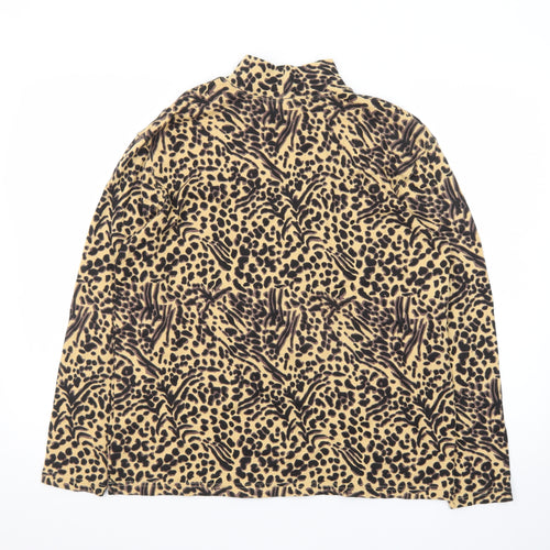 Studio Works Women Beige Animal Print Cotton Pullover Sweatshirt M