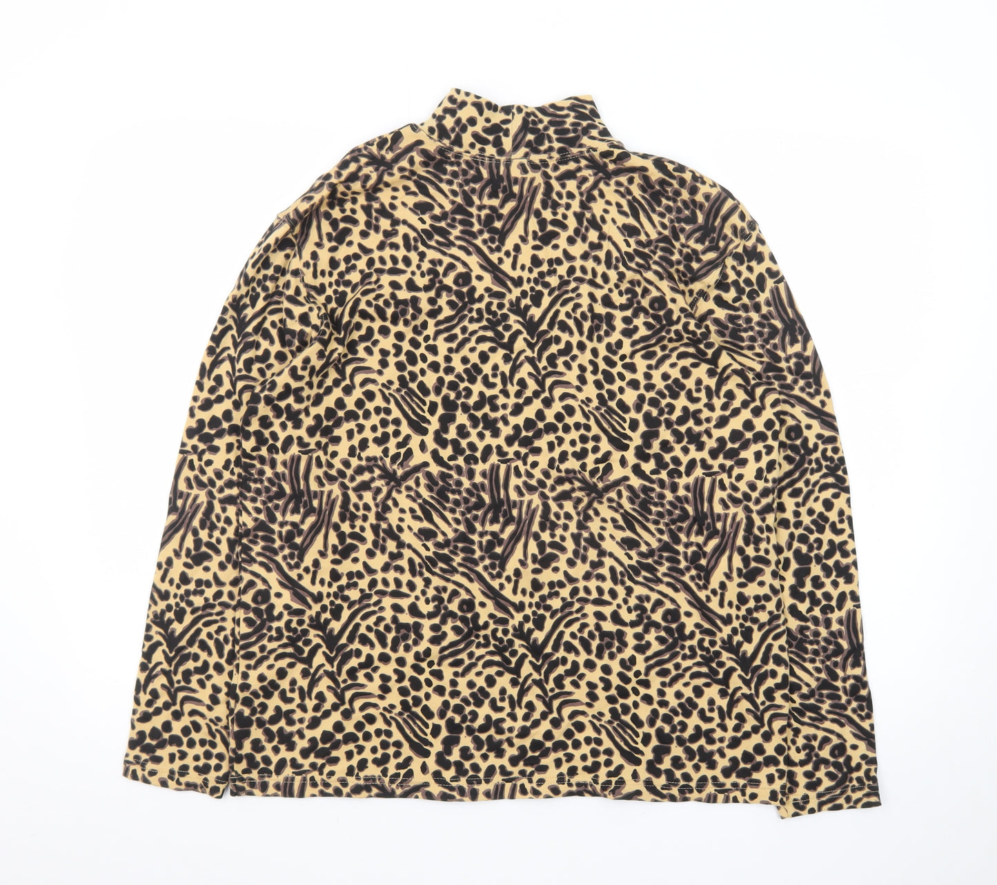 Studio Works Women Beige Animal Print Cotton Pullover Sweatshirt M