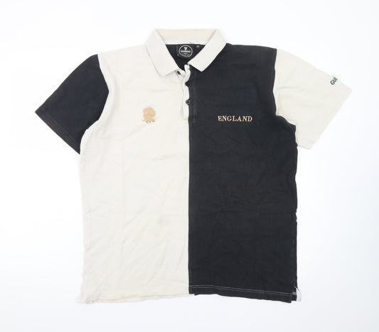 Guinness Men's Black Beige England Colourblock Polo Shirt M