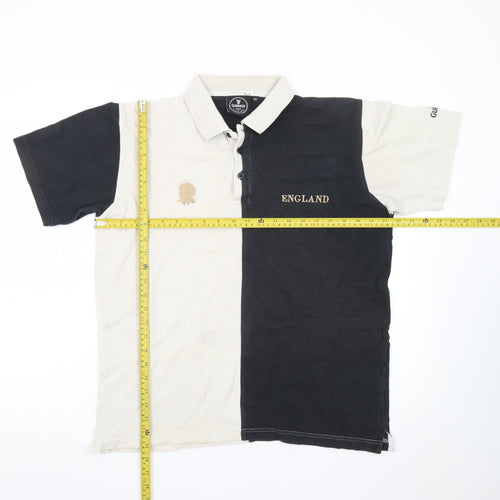Guinness Men's Black Beige England Colourblock Polo Shirt M