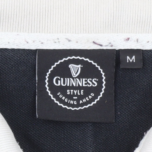 Guinness Men's Black Beige England Colourblock Polo Shirt M