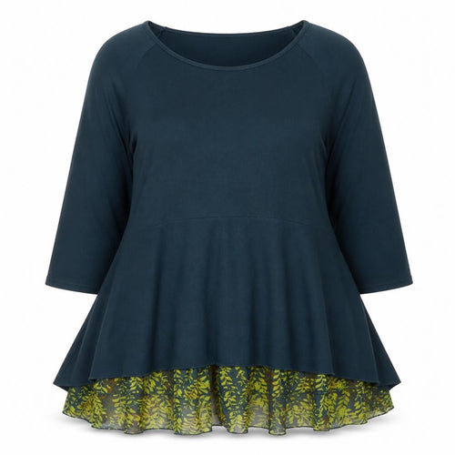 Klass Women Green Fit & Flare 2XL Dress 3/4 Sleeve Peplum Floral Hem