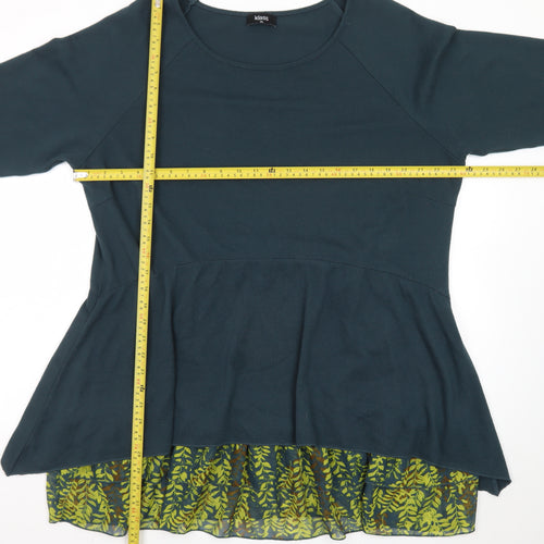 Klass Women Green Fit & Flare 2XL Dress 3/4 Sleeve Peplum Floral Hem