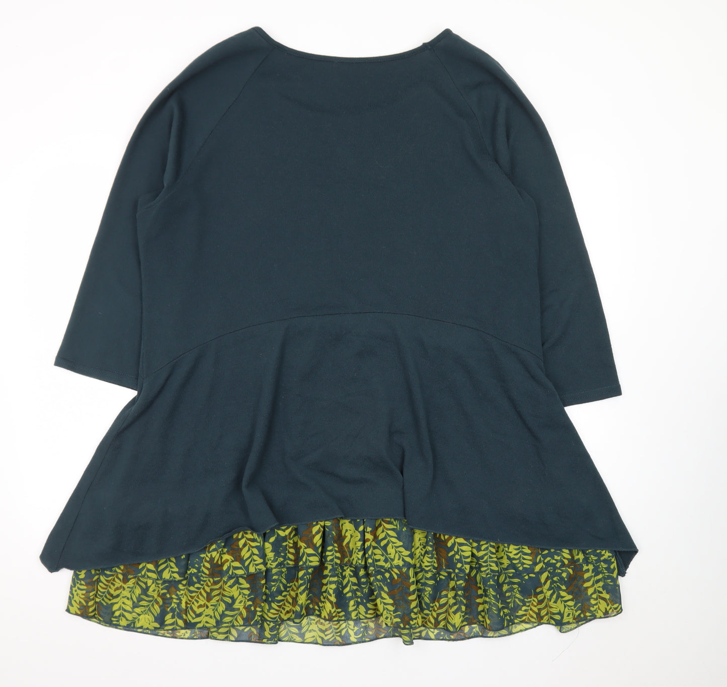 Klass Women Green Fit & Flare 2XL Dress 3/4 Sleeve Peplum Floral Hem