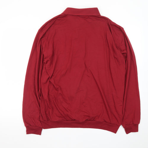 John Blair Men's Red Long Sleeve Cotton Blend Polo Shirt L