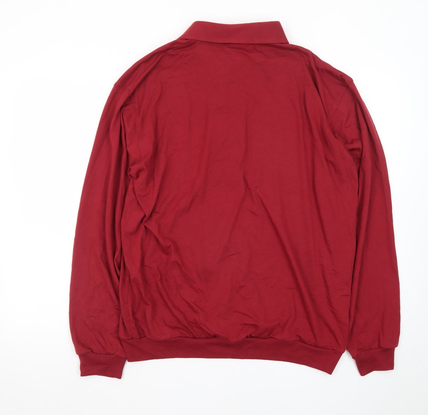 John Blair Men's Red Long Sleeve Cotton Blend Polo Shirt L