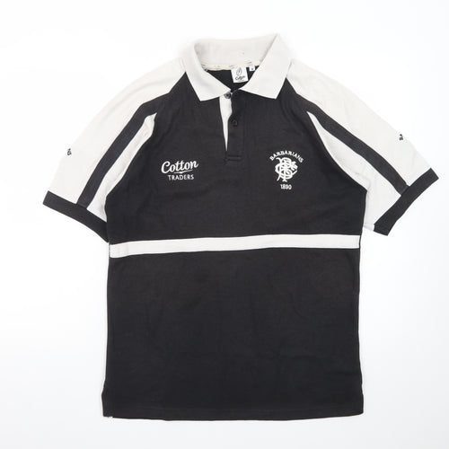 Cotton Traders Men's Black Rugby Polo Shirt Size M Sportswear