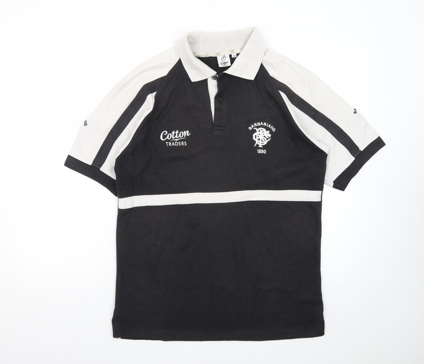 Cotton Traders Men's Black Rugby Polo Shirt Size M Sportswear