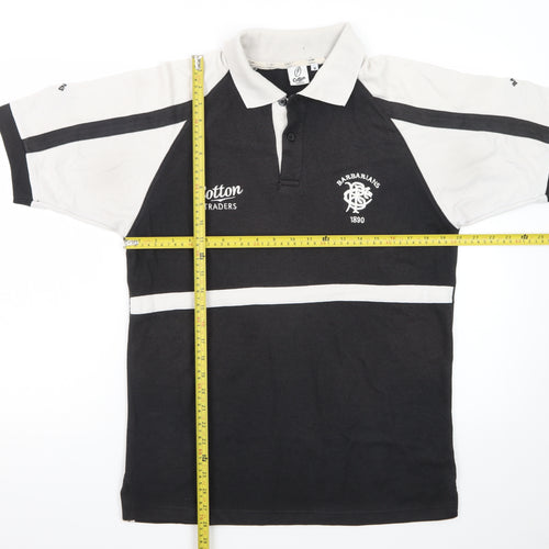Cotton Traders Men's Black Rugby Polo Shirt Size M Sportswear