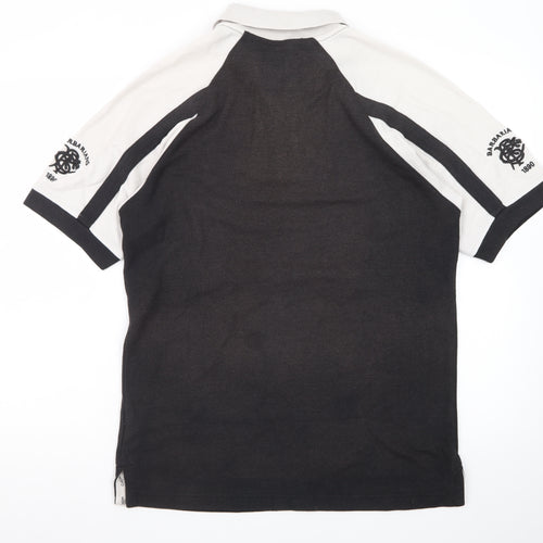 Cotton Traders Men's Black Rugby Polo Shirt Size M Sportswear