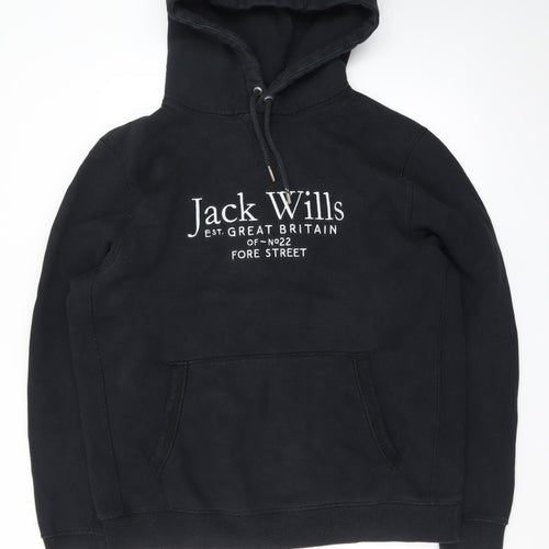 Jack Wills Mens Black XXL Pullover Hoodie with Logo Graphic