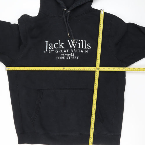 Jack Wills Mens Black XXL Pullover Hoodie with Logo Graphic