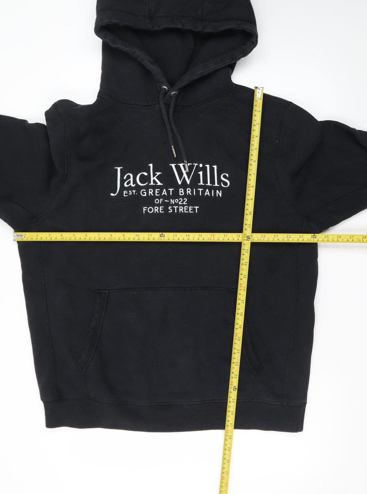 Jack Wills Mens Black XXL Pullover Hoodie with Logo Graphic