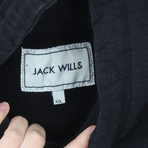 Jack Wills Mens Black XXL Pullover Hoodie with Logo Graphic