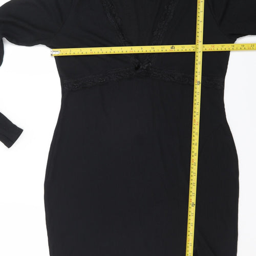 PrettyLittleThing Women's Black Size 16 Lace Trim Bodycon Dress