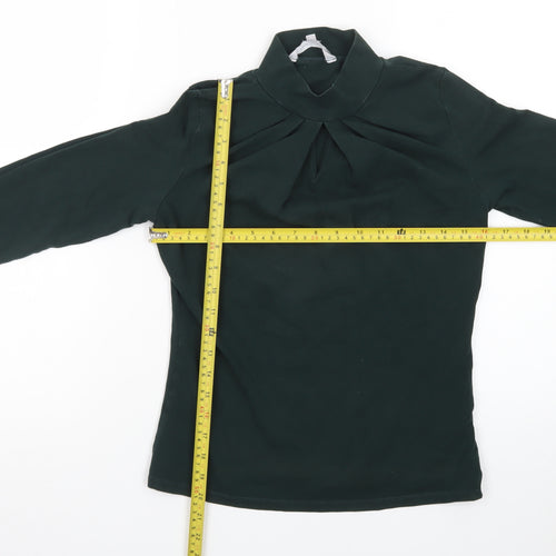Red Herring Womens Green High Neck Long Sleeve Cotton Tunic Blouse Size 12