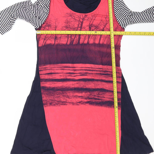 Yest Women’s Multicoloured A-Line Dress Size 14 Scoop Neck 3/4 Sleeve