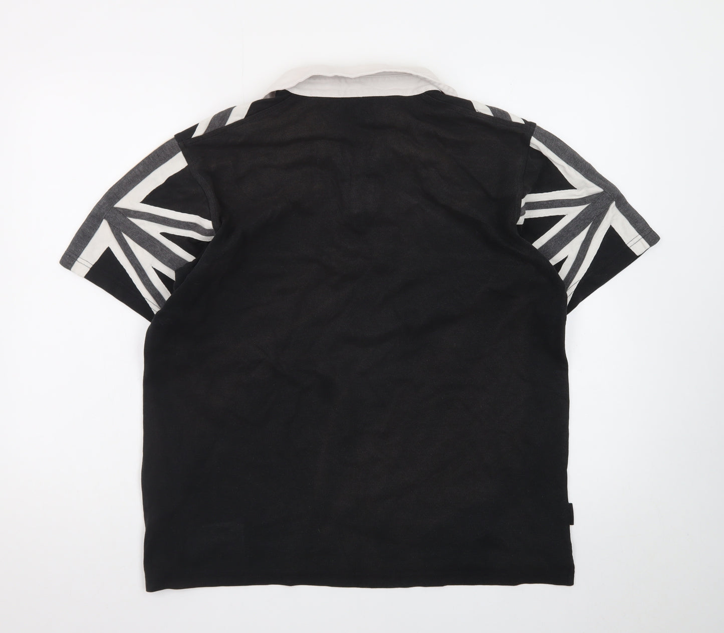 Guinness Men's Black Union Jack Polo Shirt Size M Cotton Regular Fit