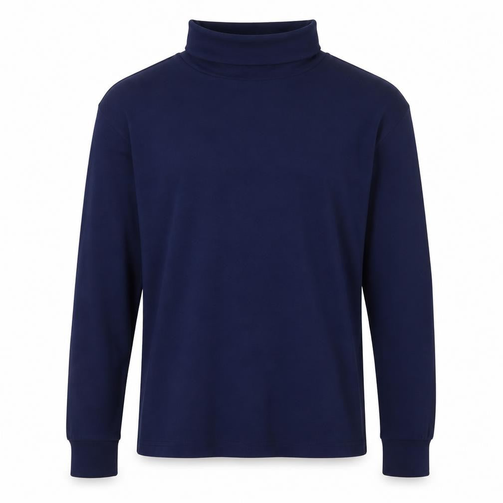 Lands' End Men's Blue Long Sleeve Roll Neck Cotton T-Shirt Size L
