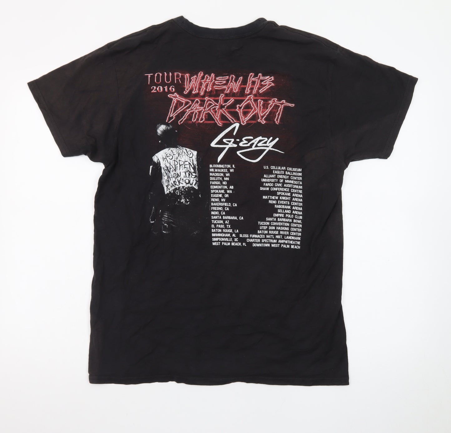 Hanes Men's Black G-Eazy 2016 Tour Graphic Cotton T-Shirt M