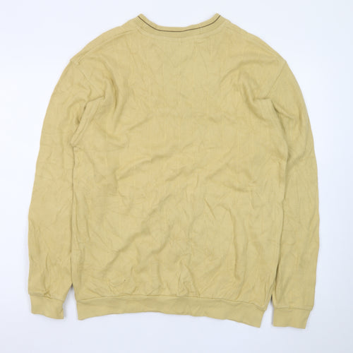 Basic Line Men's Beige Cotton Crew Neck Pullover Jumper M