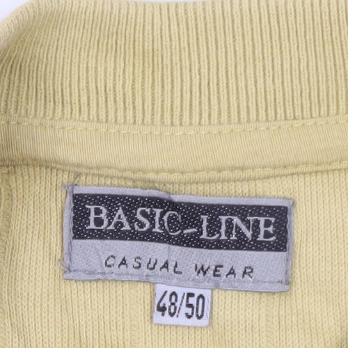 Basic Line Men's Beige Cotton Crew Neck Pullover Jumper M