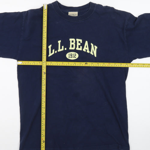 L.L. Bean Men's Blue Long Sleeve Crew Neck Cotton T-Shirt Medium