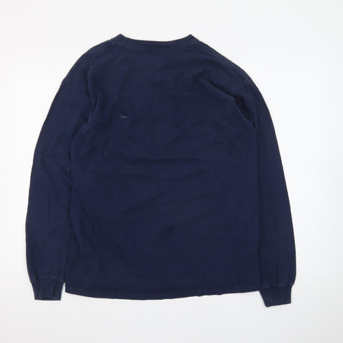 L.L. Bean Men's Blue Long Sleeve Crew Neck Cotton T-Shirt Medium