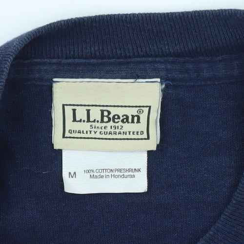 L.L. Bean Men's Blue Long Sleeve Crew Neck Cotton T-Shirt Medium