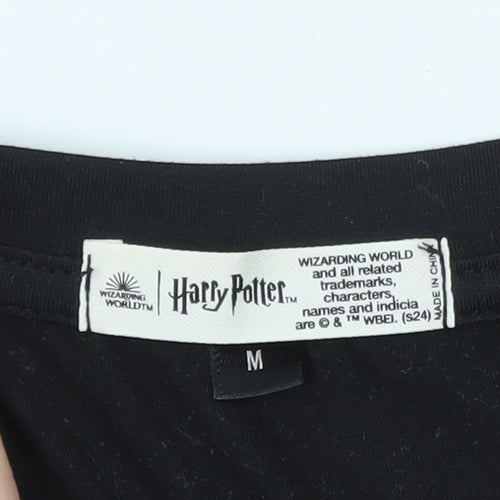 Harry Potter Women's Black Cropped Long Sleeve T-Shirt Size M