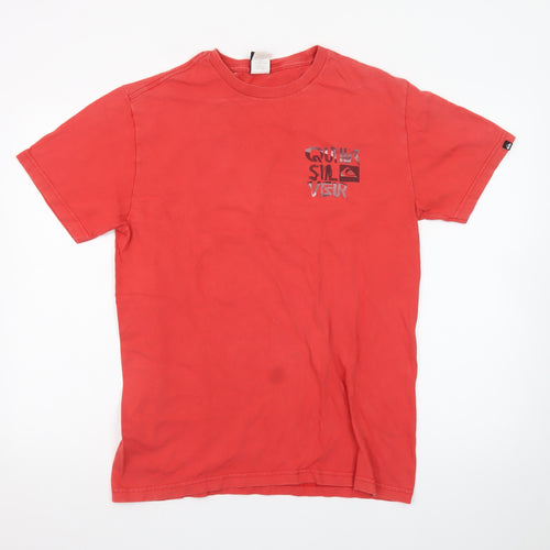 Quiksilver Men's Red Graphic Print Cotton Crew Neck T-Shirt M