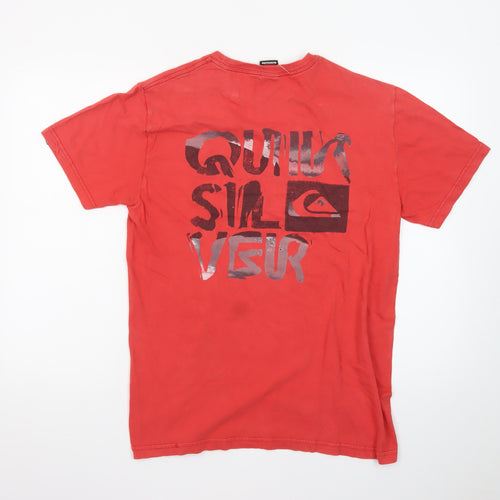 Quiksilver Men's Red Graphic Print Cotton Crew Neck T-Shirt M