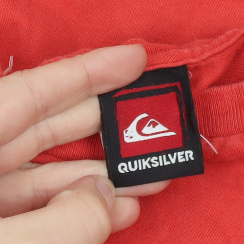 Quiksilver Men's Red Graphic Print Cotton Crew Neck T-Shirt M