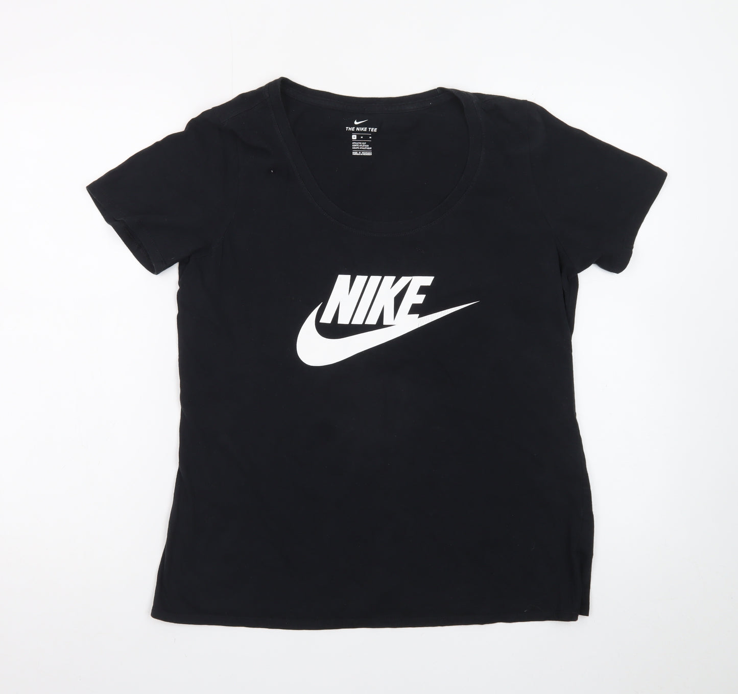 Nike Womens Black Athletic Fit T-Shirt Medium Short Sleeve Sports Tee