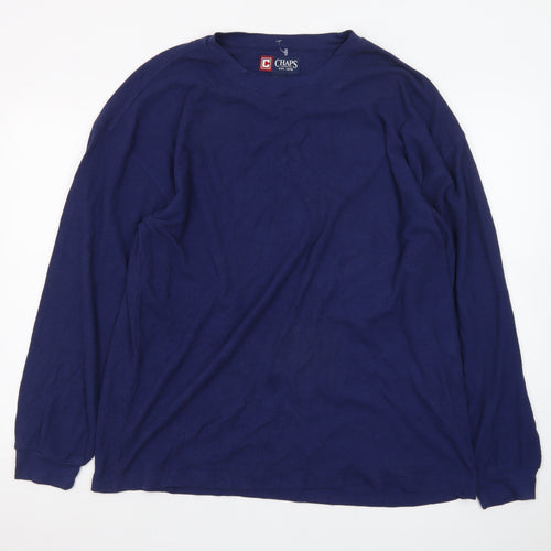 Chaps Men's Blue Long Sleeve Crew Neck Cotton Blend T-Shirt Size M