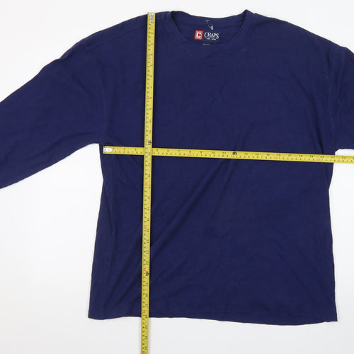 Chaps Men's Blue Long Sleeve Crew Neck Cotton Blend T-Shirt Size M